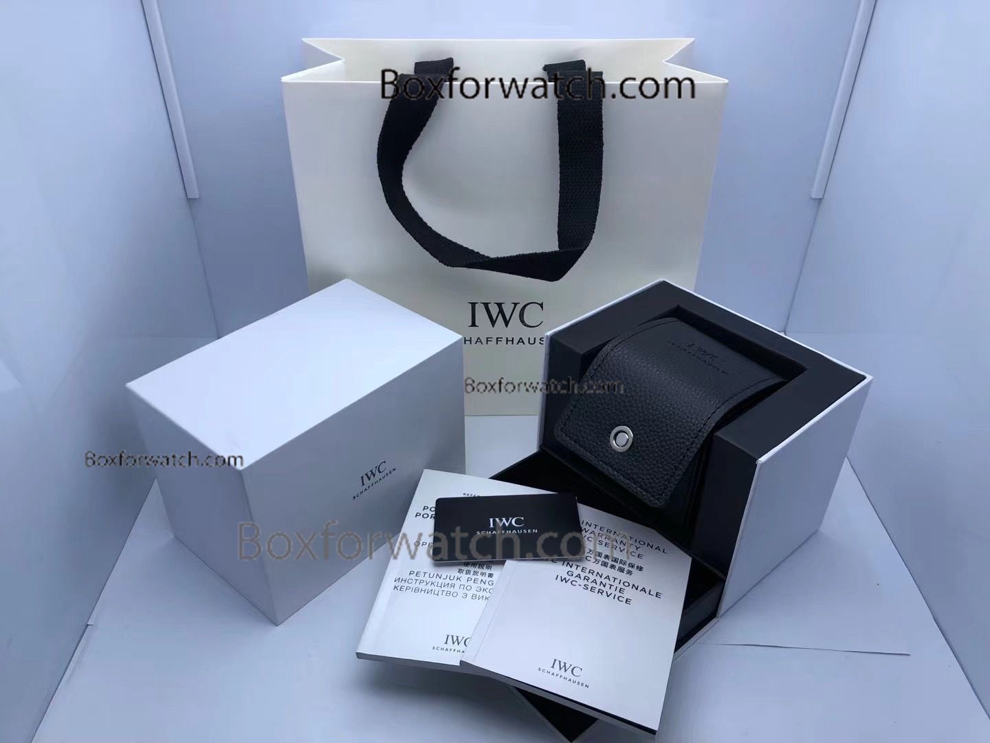 IWC Replica Watch Box Black Leather Case